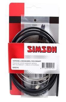 SIMSON BLISTER 020216 VERSNELLNGSKABELSET COMPLEET SHIMANO NEXUS 4/7/8 ZWART RVS