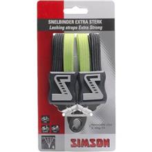 SIMSON BLISTER 021370 SNELBINDER EXTRA STERK, 4 BINDER, ZWART/GROEN