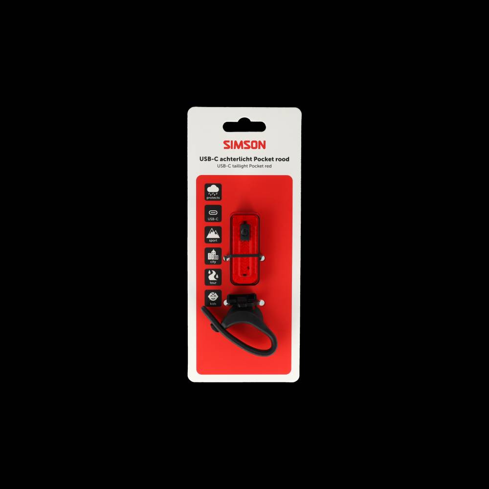 Simson S022032 usb-c led lamp pocket rood